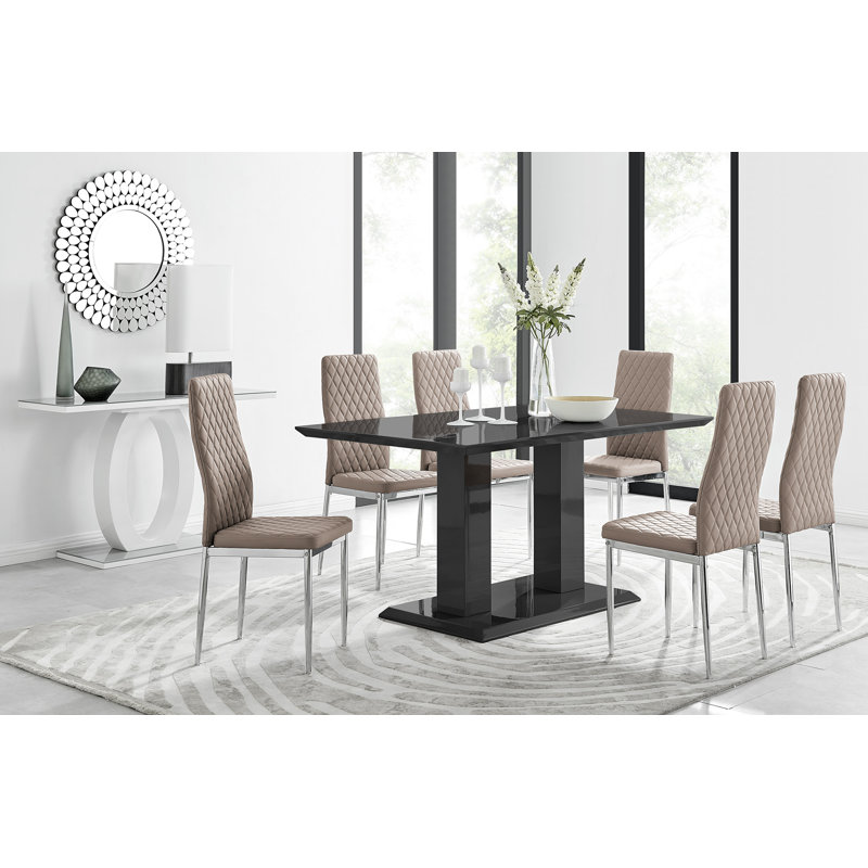Edzard 6 - Person Dining Set, Cappuccino/Silver