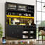 Modern Highboard with Adjustable Shelves & LED Lights, Freestanding Tall Cabinet with Wine Rack for Living Storage-124901716