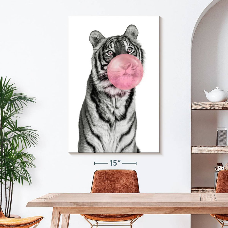 Impression sur toile Tiger Bubble Gum, H 48 po x l 32 po x P 1,25 po