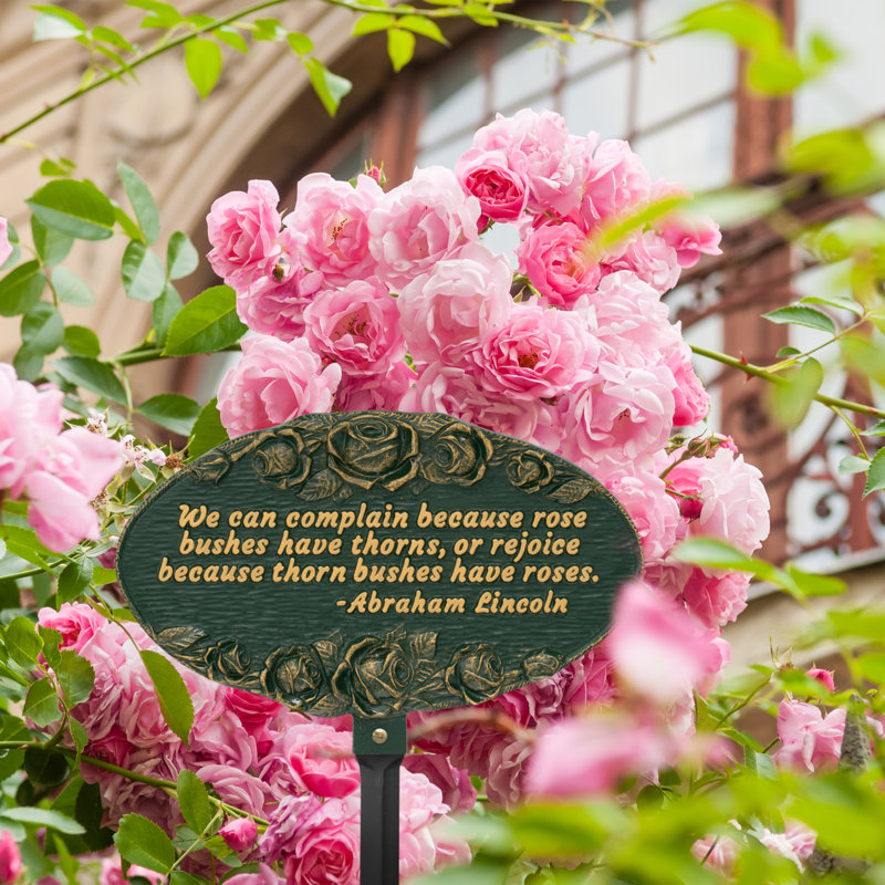 Plaque de jardin en aluminium avec texte et chiffres, Vert/doré, 40