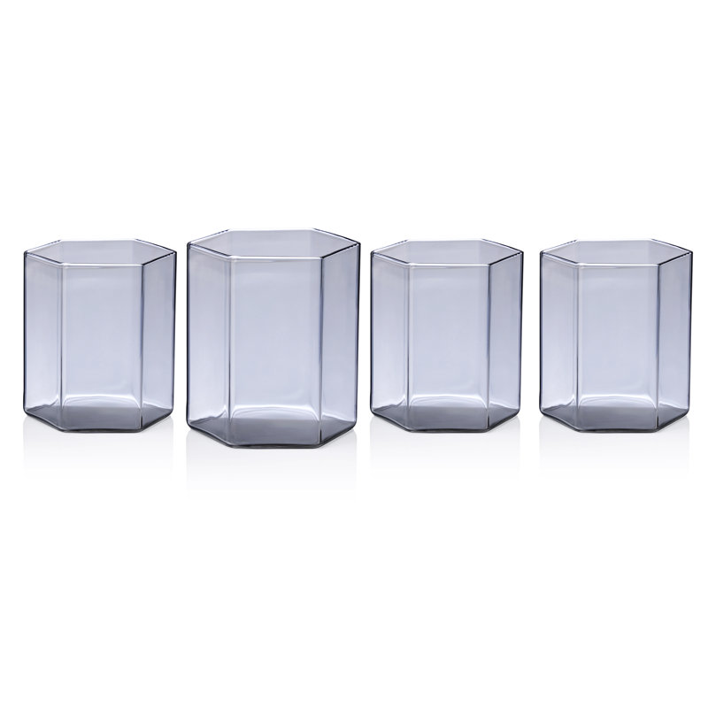 Small Gray Hexagonal Borosilicate Glass Set