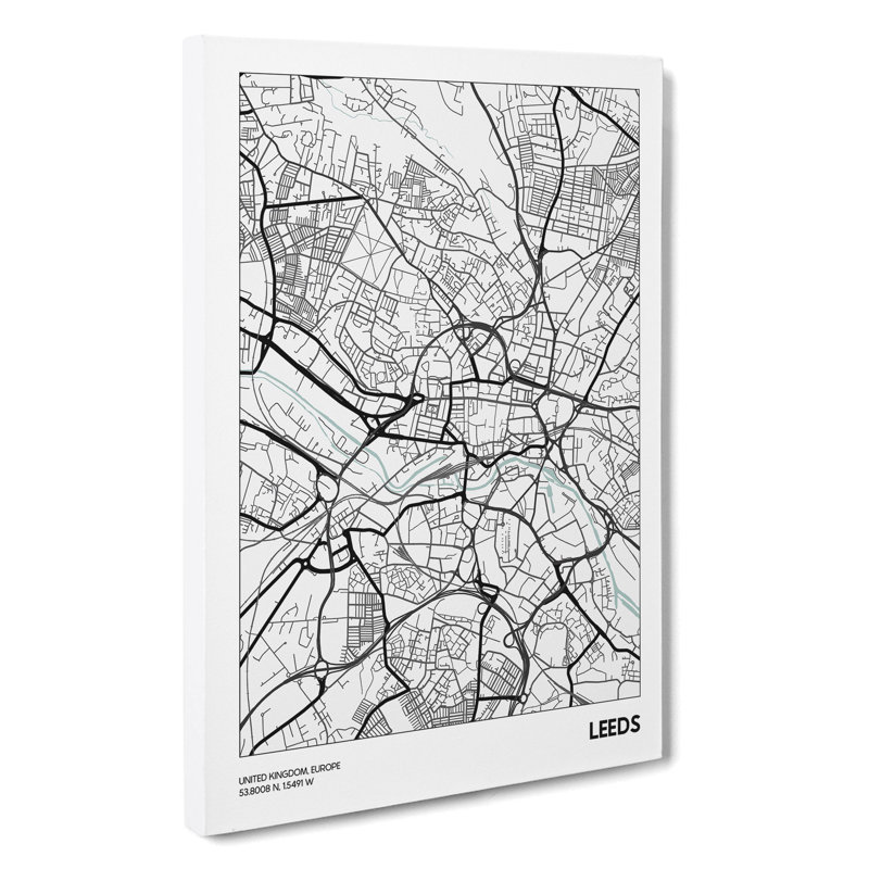 Map Leeds UK - Wrapped Canvas, 50cm H x 35cm W x 3cm D