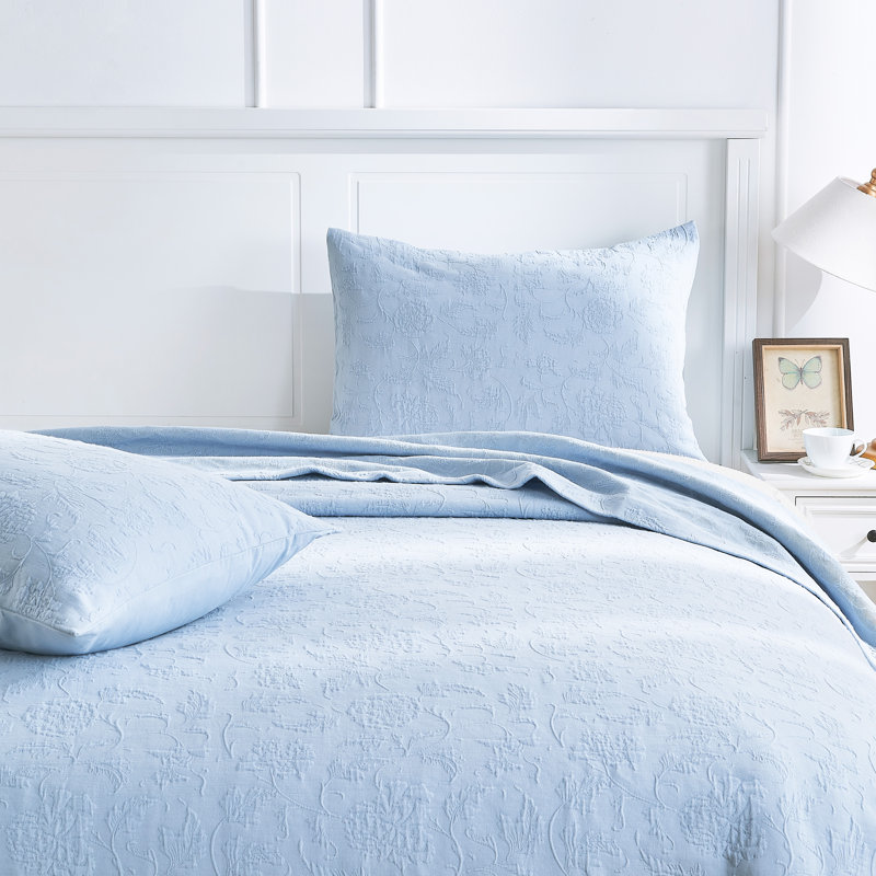 Literie Sophia, Ensemble de couvre-lit très grand + 2 très grand, Bleu
