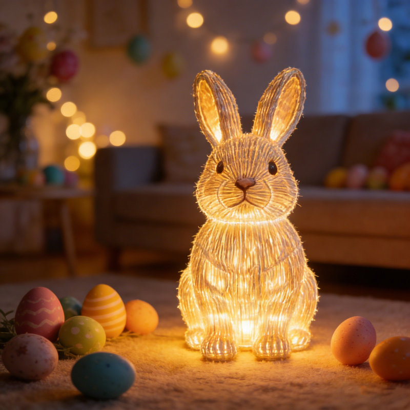 Veilleuse lapin de Pâques avec 2 piles AA non incluses