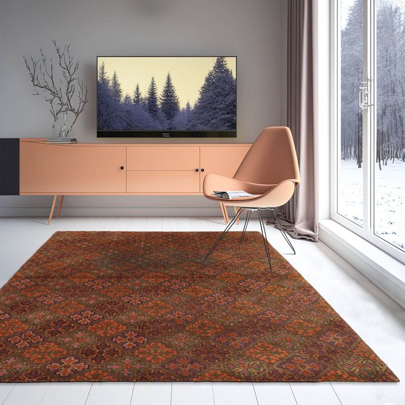 Stepahnie Silk and Wool Geometric Indoor / Outdoor Rug