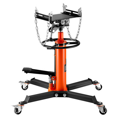 Transmission Jack, 1/2Ton/1100lbs Capacity Hydraulic Telescopic Transmission Jack, 2-Stage Floor Jack Stand with Foot Pedal, 360° Swivel Wheel, Garage/ Shop Lift Hoist, Orange