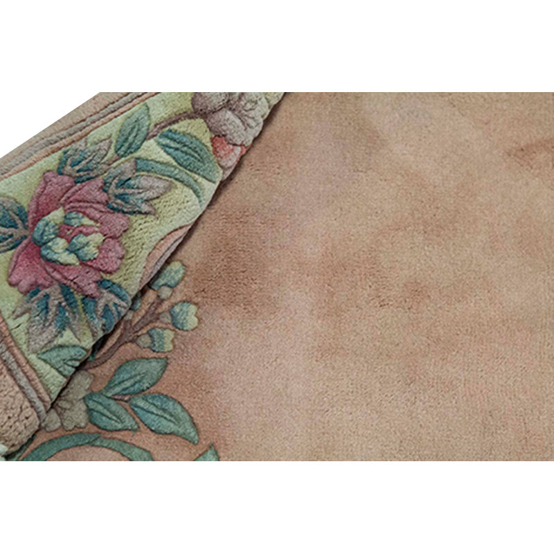 Wool Floral Area Rug in Brown