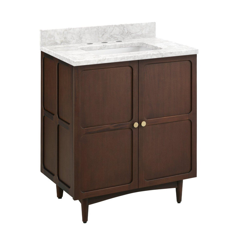 36" Delavan Vanity With Undermount Sink, Carrara Marble, 8" Widespread, Oval 