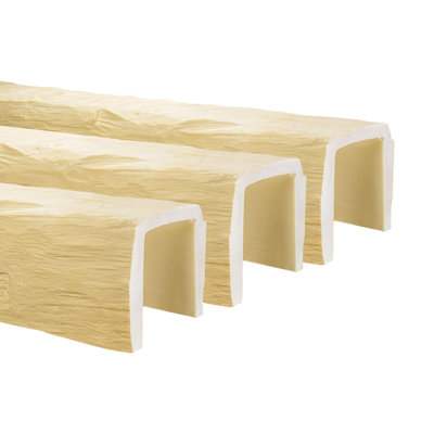 3-Pack 7-1/2In W X 6-5/8In H Hand Hewn Faux Wood Beams | 12Ft 9In Long | Unfinished | Customizable & Easy To Install