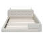 Grand lit plateforme tapissier avec 2 lampes de lecture, blanc