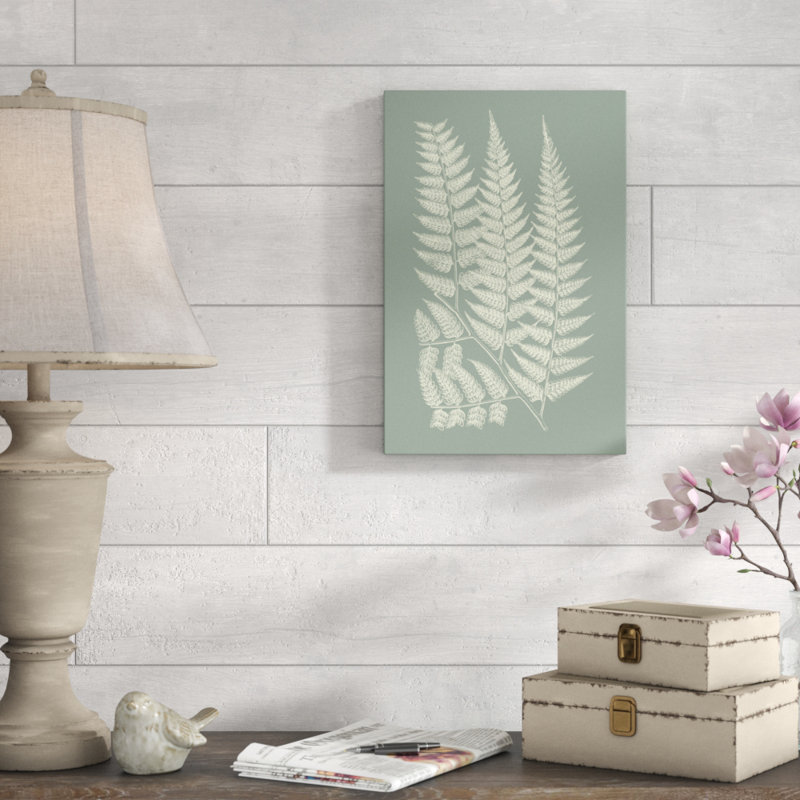 «Ferns on Sage III», peinture sur toile, H 18 po x l 12 po