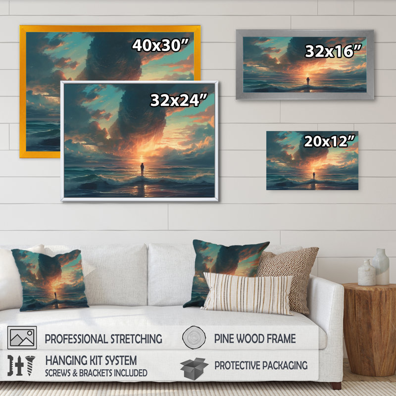 «Coastal Horizon IV», reproduction d'art sur toile, H 34 po x l 44 po x P 1,5 po, Cadre flottant doré