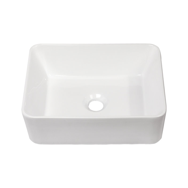 16"x12" Ceramic Rectangular Bathroom Vessel Sink - White, Modern Design, Stain- Modern, Stain Resistance