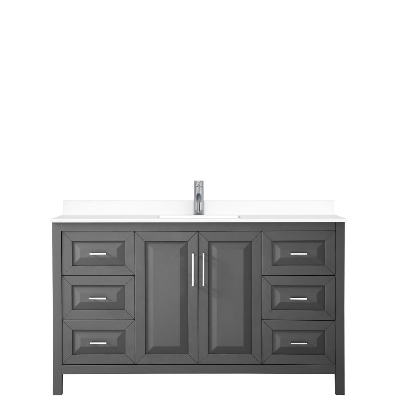 Daria Single Bathroom Vanity Set, Dark Gray, Polished Chrome, 60"