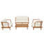 Ensemble de conversation 4 pièces en bois d'acacia avec coussins hydrofuges Bielers