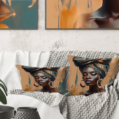 Coussin décoratif imprimé femme afro-américaine III