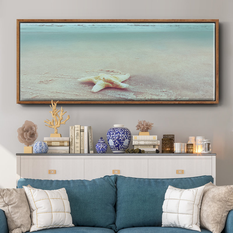 Beach Set Starfish- Framed Canvas, 8" H x 20" W
