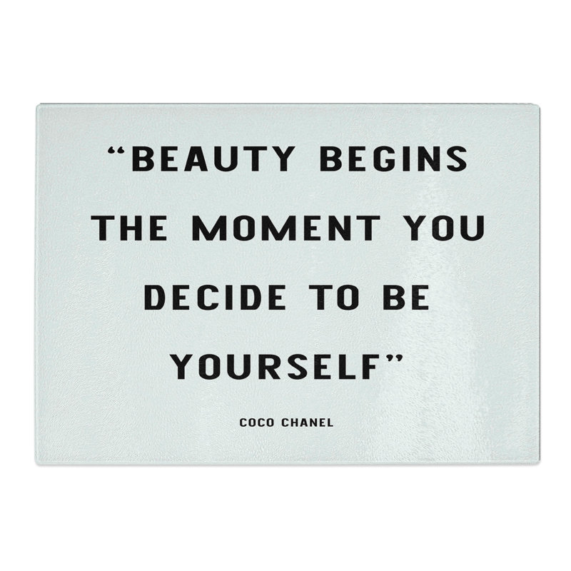 Beauty Begins Typography Chopping Board, 0.4cm H x 20cm W x 28.5cm L
