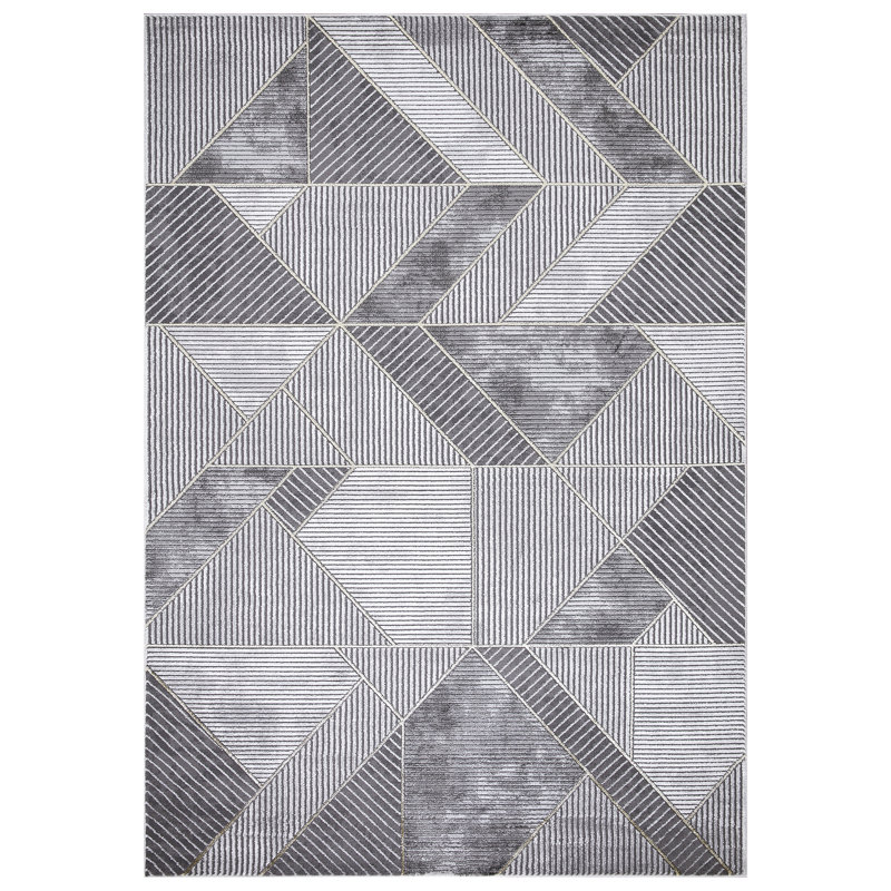 Caedance Forsee gris géométrique gris non patiné, Rectangle 5 pi 3 po x 7 pi 3 po