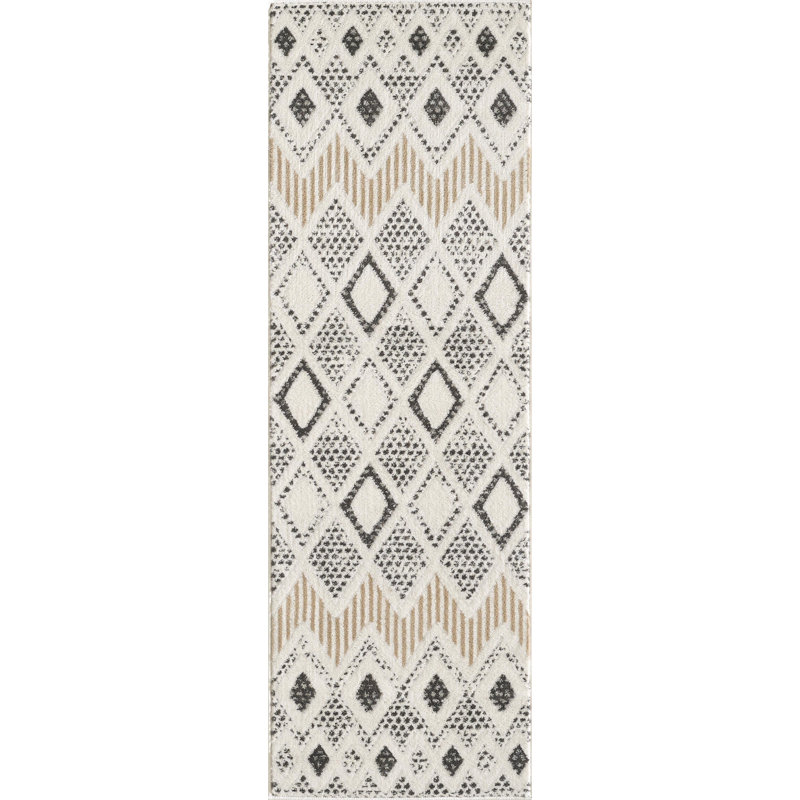 Kearyn Modern Geometric Chevron Area Rug in Brown/Gray/Beige, Runner 2' x 6'