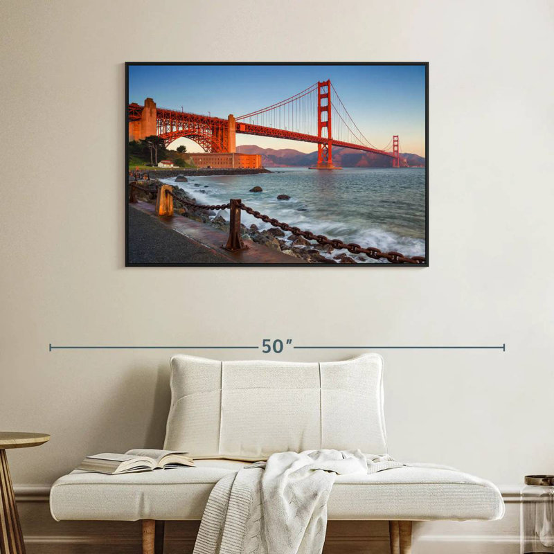 Golden Gate Bridge Waters, Cadre flottant noir, 40 po x 27 po