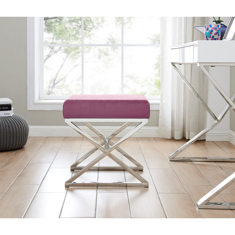 Jovie 46Cm Tall Metal Stool, Silver, Pink