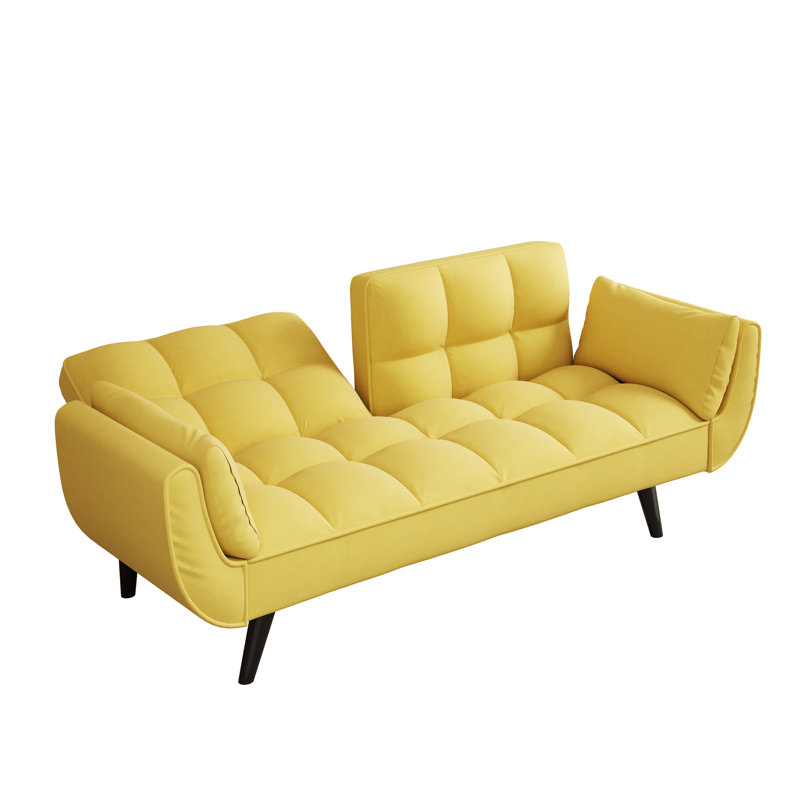 57 pouces canapé doux deux accoudoirs Coussin décoratif confortable, Jaune