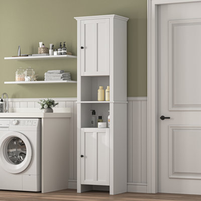 Bathroom Floor Storage Cabinet With 2 Doors Living Room Wooden Cabinet With 6 Shelves by Winston Porter