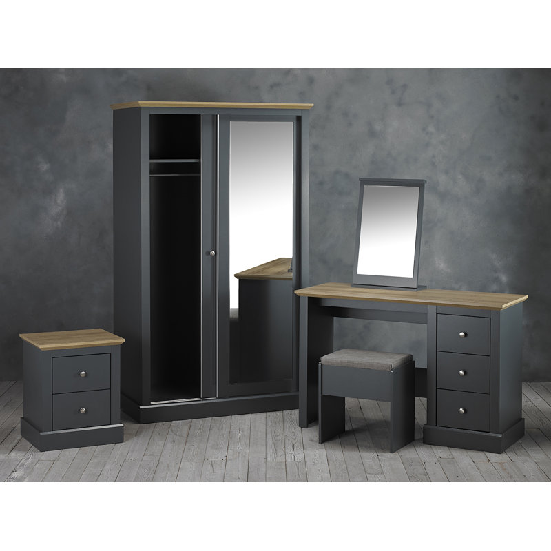LPD Home 2 Door Manufactured Wood Wardrobe, Charcoal