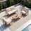  Ensemble de conversation de patio 4 pièces avec cadre en aluminium, dossier en rotin PE et coussins imperméables, canapé d'extérieur et table basse pour balcon de jardin, beige