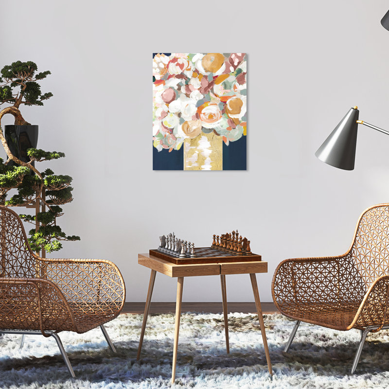 Impression sur toile, "Floral and Botanical Love Bouquet", blanc moderne, H 20 po x l 16 po x P 0,8 po