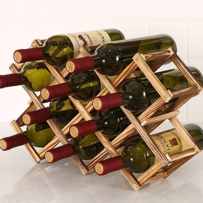 Freestanding Stackable Wine Rack Organizer With Foldable Design And Scratch-Resistant Protector