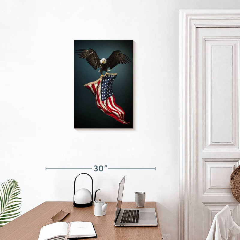 Brampt Eagle With American Flag, 24" H x 16" W