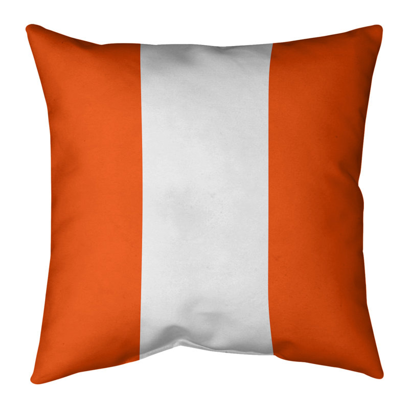 Housse de coussin, 14 po x 14 po, Orange/Blanc, Polyester filé