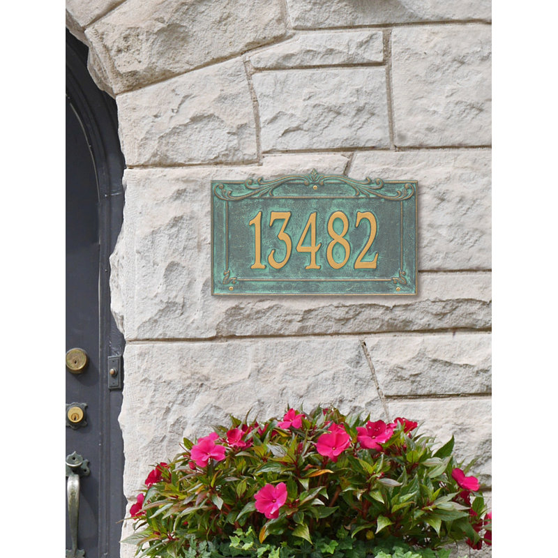 Signature Series 1-Line Wall Address Plaque, Verdigris, Bronze, Yes