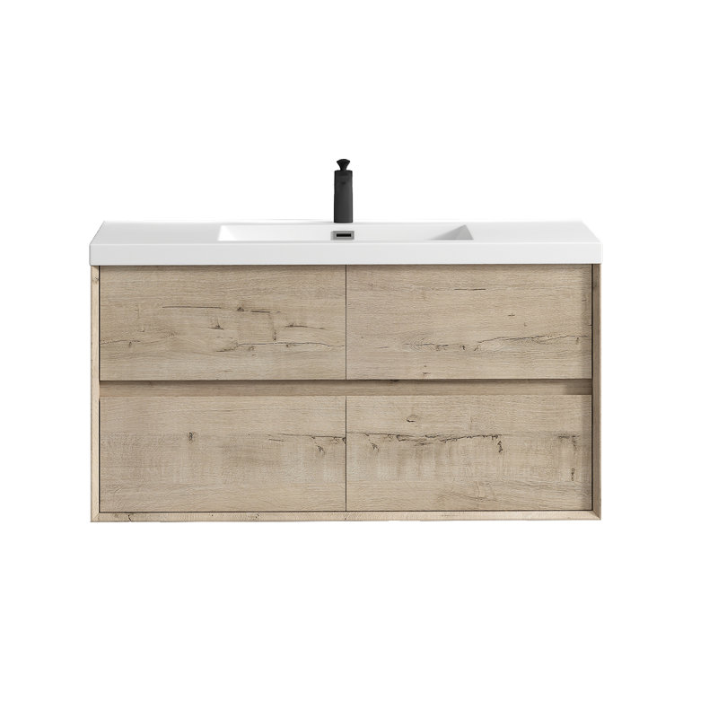 Seavy 47'' Single Bathroom Vanity with Acrylic Top, Gray