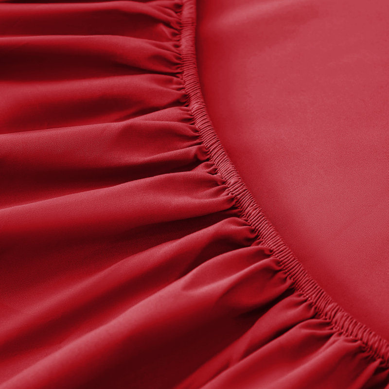Super Soft Extra Deep Pocket Microfiber Brushed Fitted Sheet, Red, Single (3')