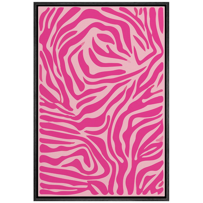 IDEA4WALL Bright Preppy Animals IDEA4WALL Framed Canvas Print Wall Art Room Decor Pink Stripes Illustrations Girls Bedroom... 