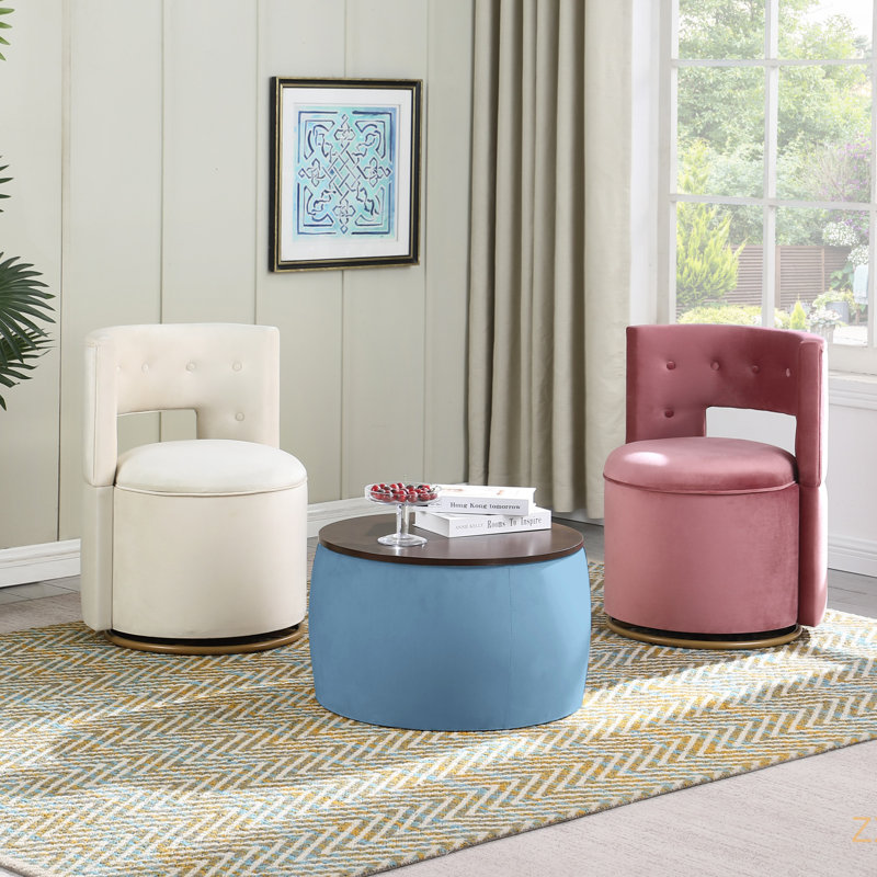 Ensemble de repose-pieds rond avec rangement, combinaison 2 en 1, table ronde, repose-pieds carré pour salon, entrée de chambre à coucher