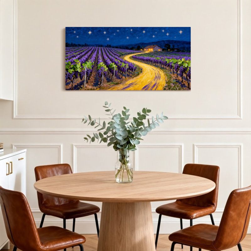 Paysage et nature, nuit étoilée, vignoble, sentier, champs de lavande, H 28 po x l 58 po