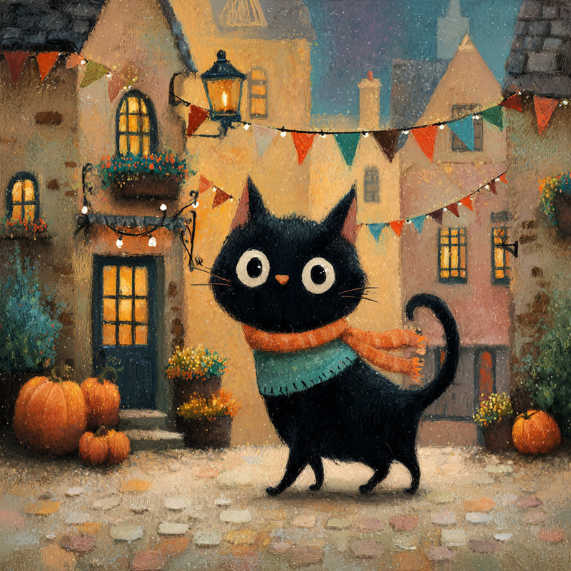 Art d'Halloween, chat avec citrouilles, 1, H 20 po x l 20 po