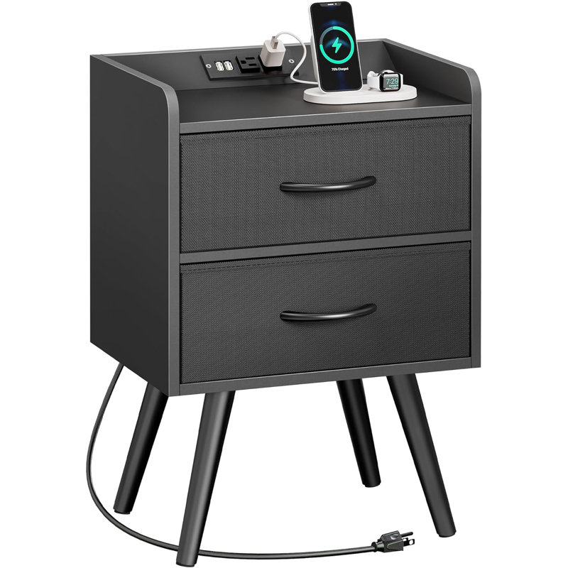 Latreca 15.7'' W Solid Wood Nightstand, Black