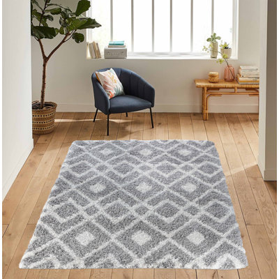 Teme Geometric Shag Area Rug