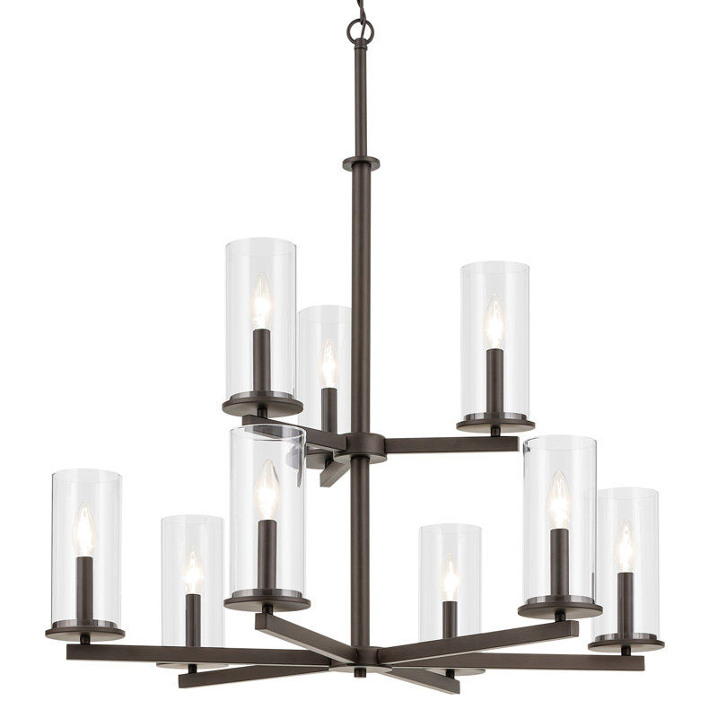 Lustre 9 lumières 32,5 "à 2 niveaux, Bronze