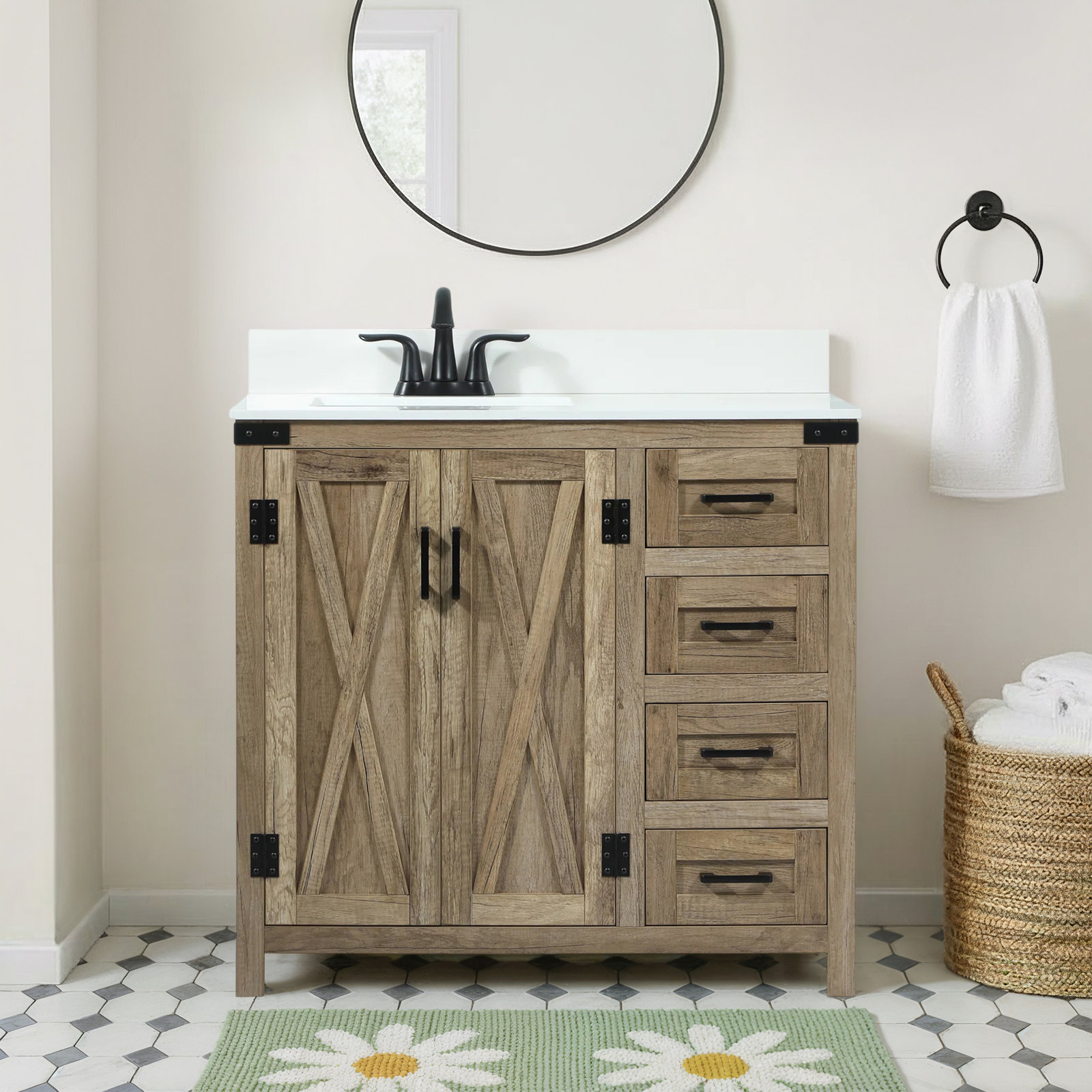 Slayton 36'' Single Bathroom Vanity, Natural Oak