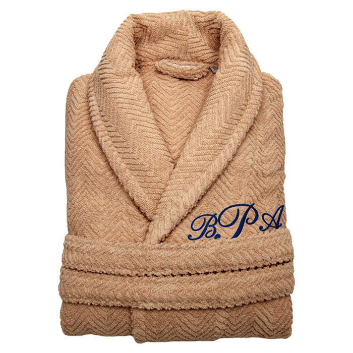 Peignoir à chevrons personnalisé en sable chaud, Oui