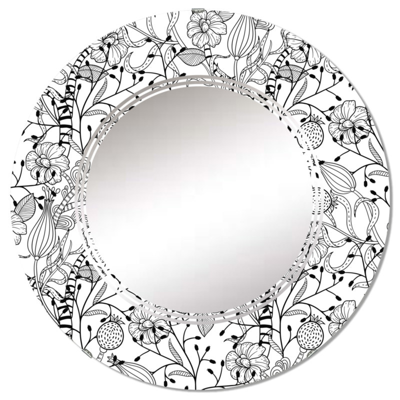 Formes monochromes I - Miroir mural à motif rond, 24 po x 24 po