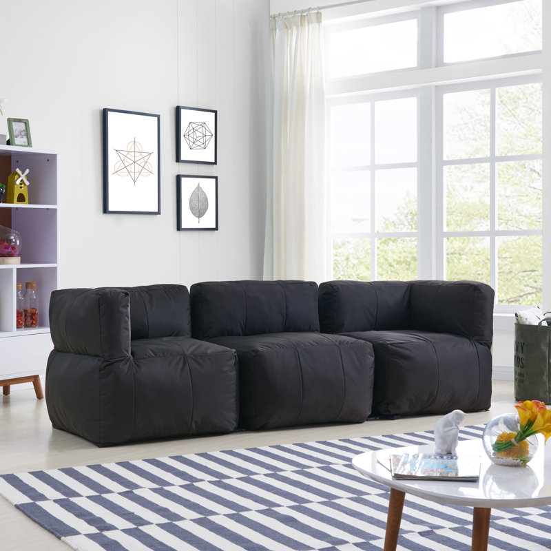 Grand ensemble de 3 fauteuils à billes modulaires en mousse, Noir