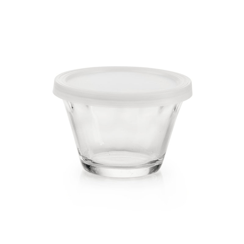 Libbey Clear Glass Cupcake Baking Dishes with White Lids, Set of 16