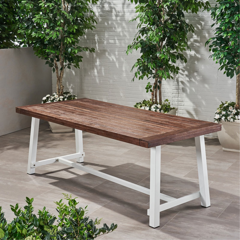 Table de salle à manger d'extérieur en bois, Brun foncé / blanc